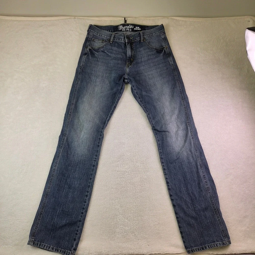 Wrangler Retro Mens Slim Straight Leg Medium Wash Denim Jeans 88MWZDK 33x36
